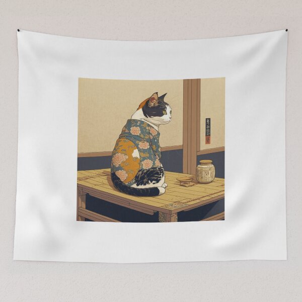 Item preview, Ukiyo-E kimono Japanese Cat In Kimono designed and sold by JCatDesign.