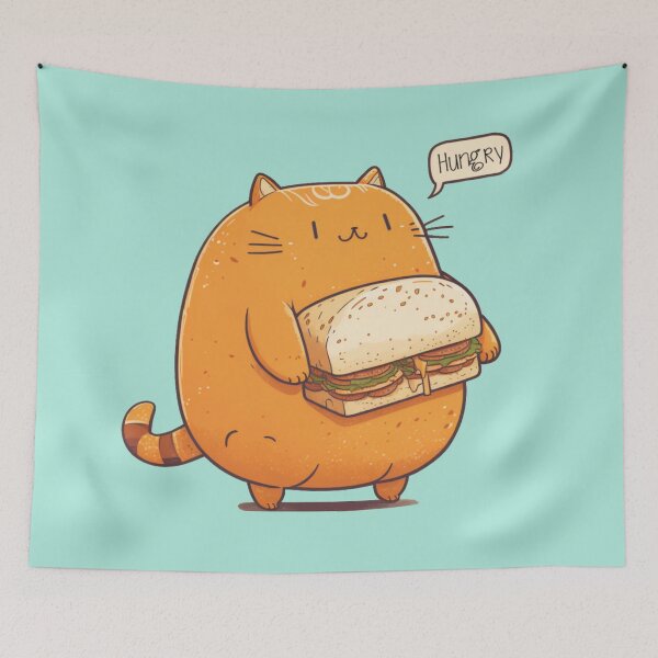 Item preview, Always Hungry | Fat Orange Cat With A Sandwhich designed and sold by Atlantee.