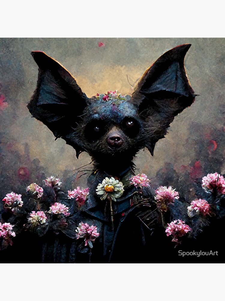 "Darkling Creepy cute gothic bat painting" Sticker for Sale by