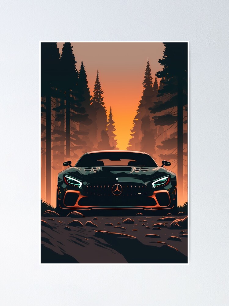 Poster per auto con Mercedes AMG GTR, 50 x 70 cm : : Casa