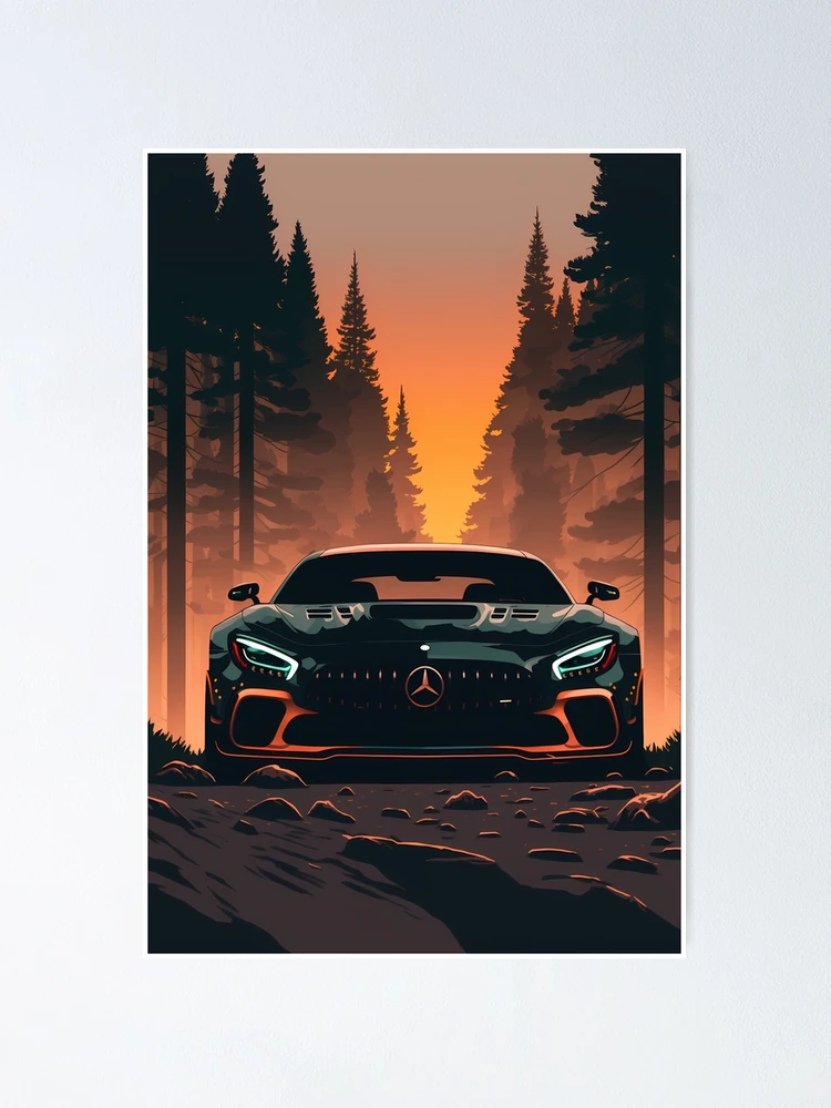 Wall Art Print Mercedes AMG GTR Car Poster, Gifts & Merchandise