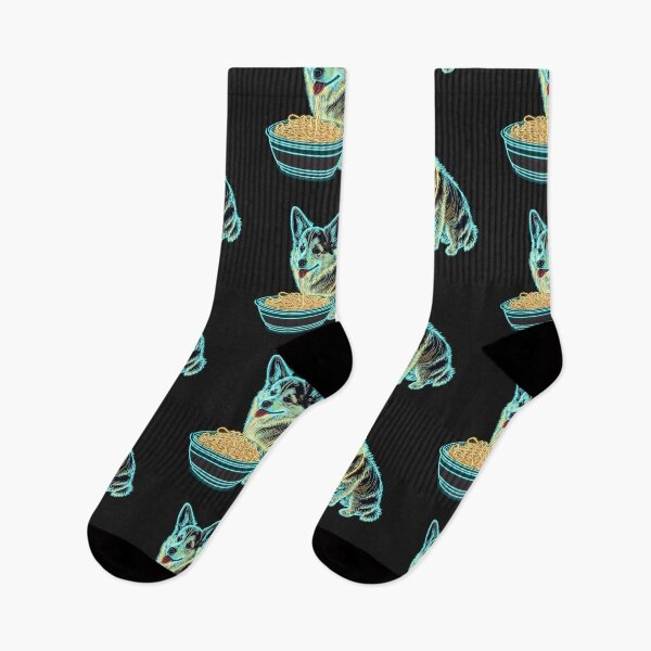 Item preview, Neon Corgi Eating Ramen designed and sold by Kybruno's Creations.