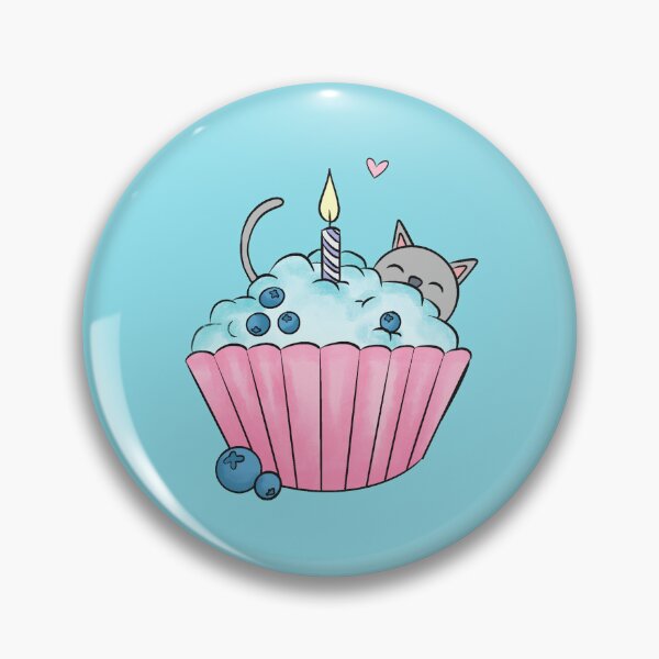 Item preview, Cat with a blueberry birthday cupcake  designed and sold by ReinaMer.