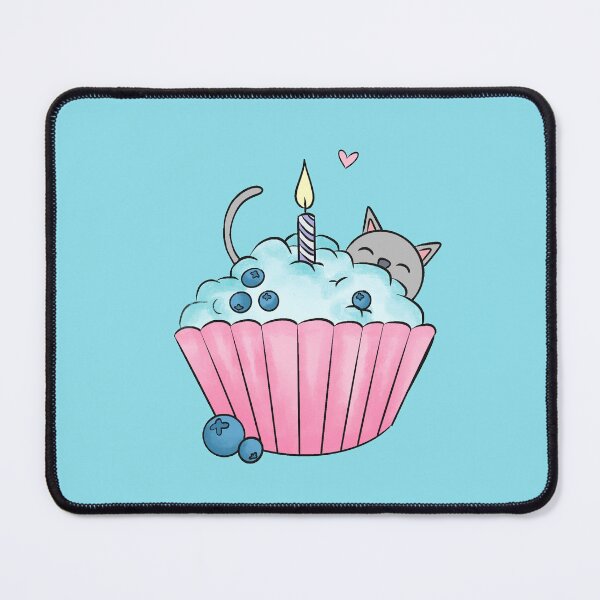 Item preview, Cat with a blueberry birthday cupcake  designed and sold by ReinaMer.