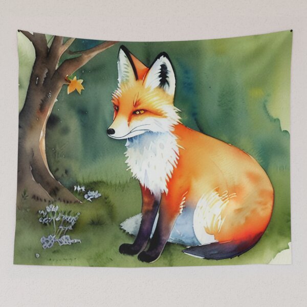 Item preview, Cute Fox Watercolor Painting designed and sold by Ellen Davis.