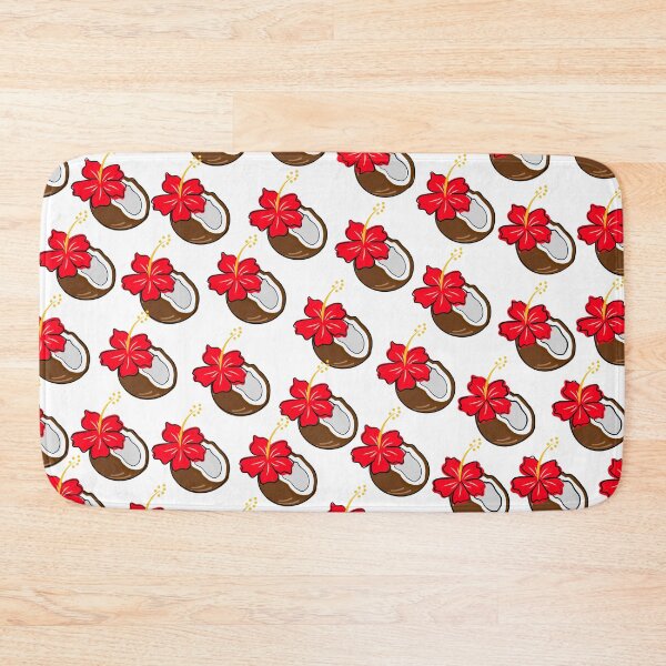 Item preview, Red Hibiscus With Coconuts In White Background designed and sold by SMillustrations.