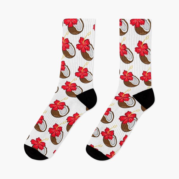Item preview, Red Hibiscus With Coconuts In White Background designed and sold by SMillustrations.