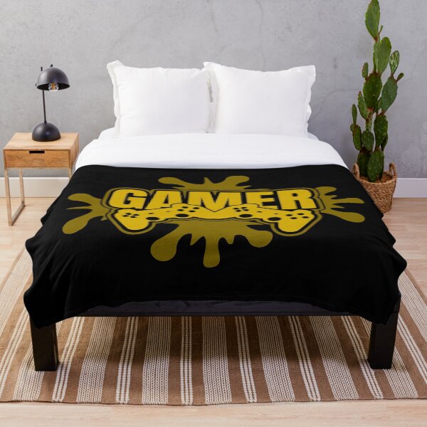 Aperçu de l'œuvre Gamer Controller Éclaboussures de peinture jaune créée et vendue par Phrazify.