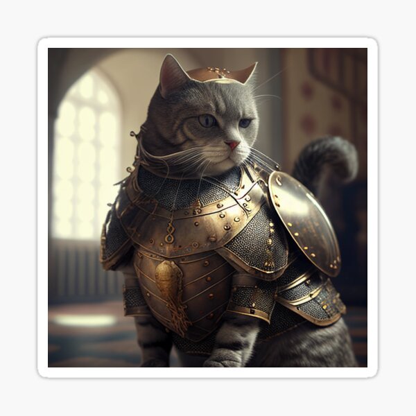 "Cat in armor" Sticker for Sale by MersaultMax Redbubble