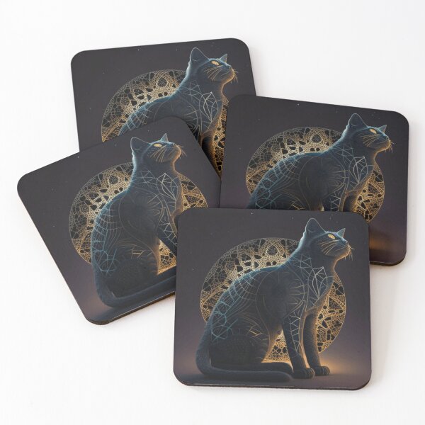 Item preview, Ornate, decorated cats in black and gold designed and sold by simoniff.