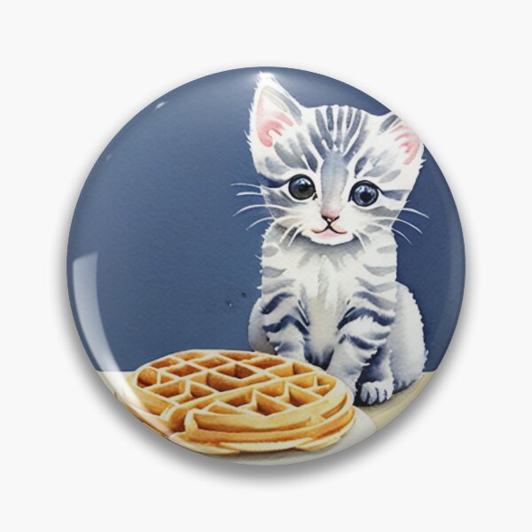 Item preview, Kitten Plotting to Steal a Waffle Watercolor Painting designed and sold by Ellen Davis.
