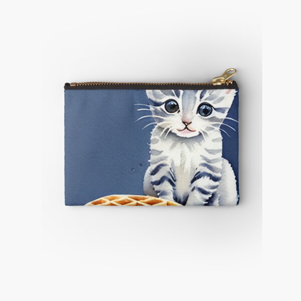 Item preview, Kitten Plotting to Steal a Waffle Watercolor Painting designed and sold by Ellen Davis.