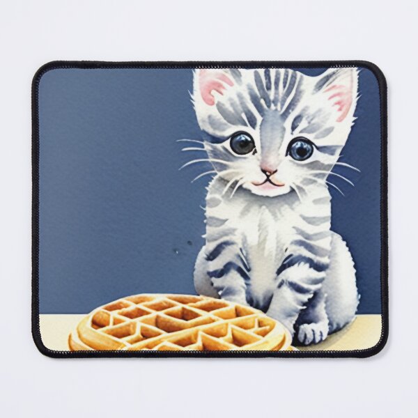 Item preview, Kitten Plotting to Steal a Waffle Watercolor Painting designed and sold by Ellen Davis.