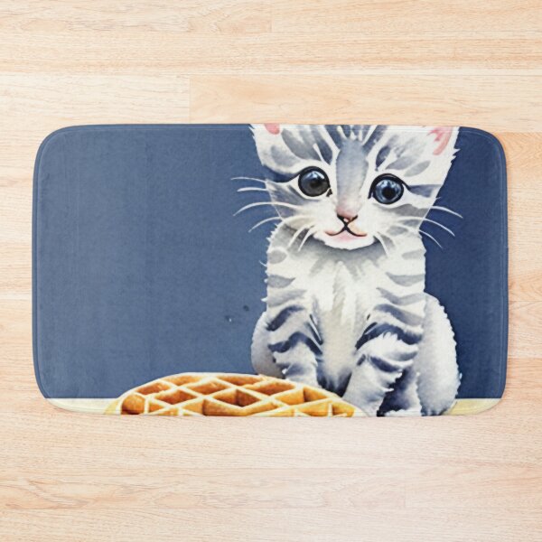 Item preview, Kitten Plotting to Steal a Waffle Watercolor Painting designed and sold by Ellen Davis.