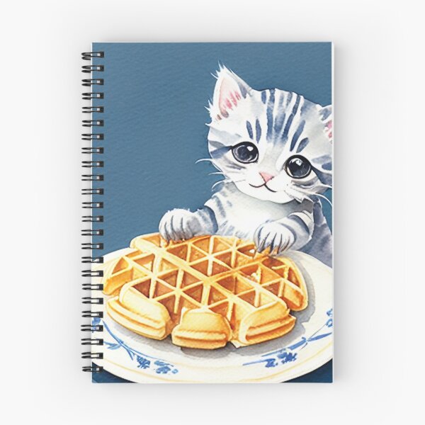 Item preview, Kitten Stealing a Waffle Watercolor Painting designed and sold by Ellen Davis.