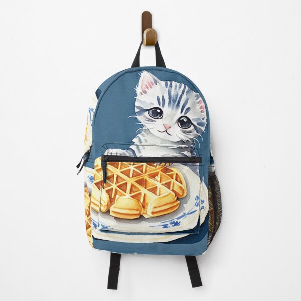 Item preview, Kitten Stealing a Waffle Watercolor Painting designed and sold by Ellen Davis.