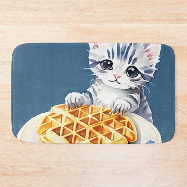 Item preview, Kitten Stealing a Waffle Watercolor Painting designed and sold by Ellen Davis.