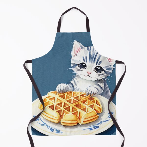 Item preview, Kitten Stealing a Waffle Watercolor Painting designed and sold by Ellen Davis.