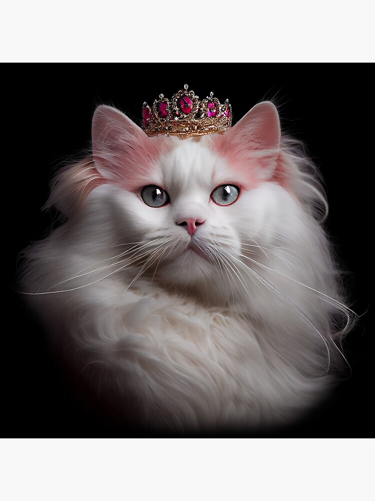 Cute White Princess Cat Wearing A Crown