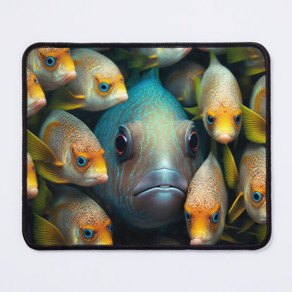Item preview, School of Colorful Tropical Fish in Yellow and Blue designed and sold by FunWearVM.