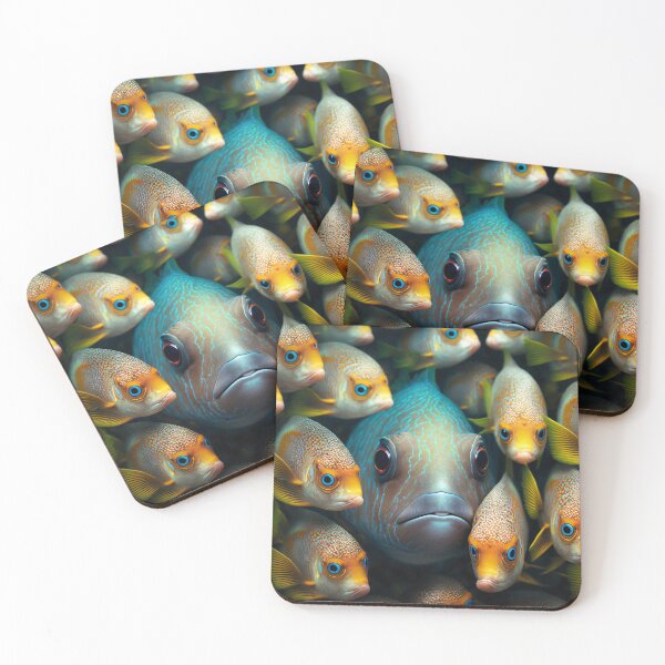 Item preview, School of Colorful Tropical Fish in Yellow and Blue designed and sold by FunWearVM.