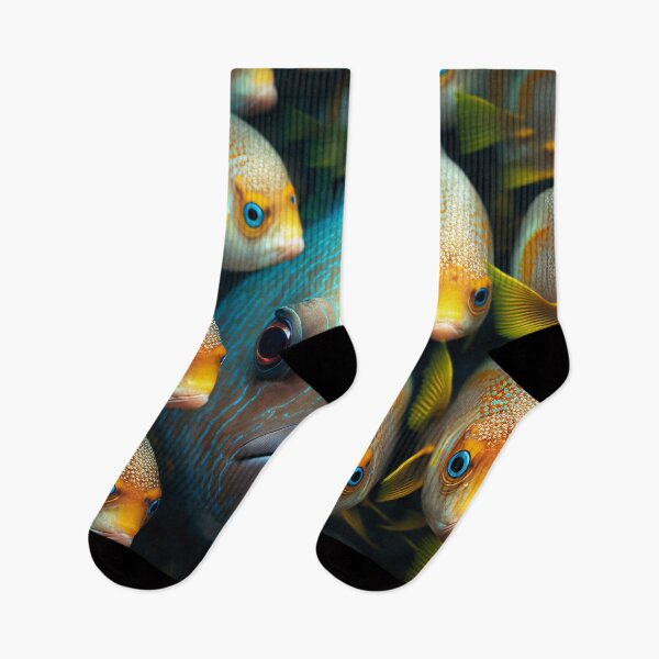 Item preview, School of Colorful Tropical Fish in Yellow and Blue designed and sold by FunWearVM.