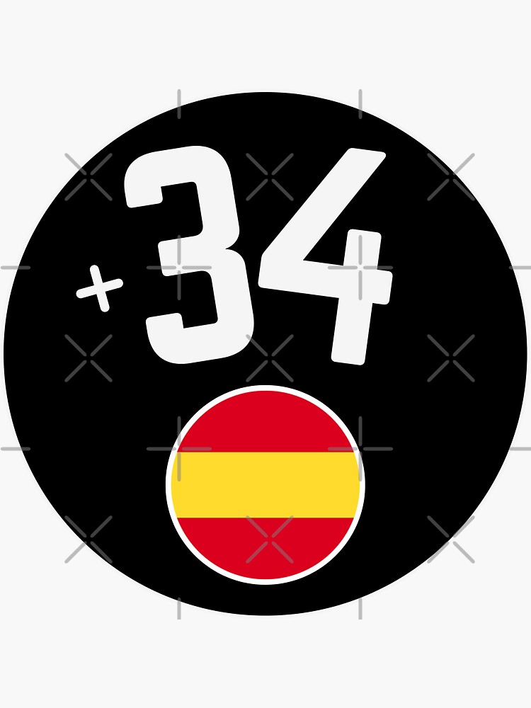 SPAIN country code +34 logo badge&quot; Sticker for Sale by LeddsoDello 