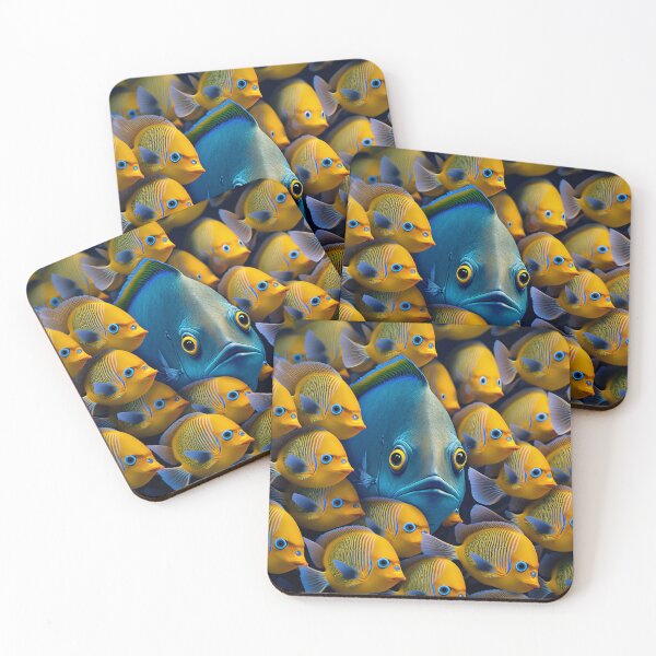 Item preview, School of Colorful Tropical Fish in Yellow and Blue designed and sold by FunWearVM.