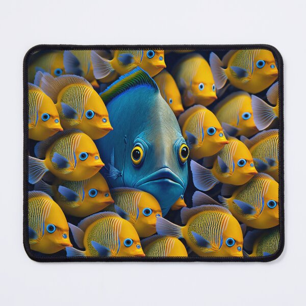 Item preview, School of Colorful Tropical Fish in Yellow and Blue designed and sold by FunWearVM.