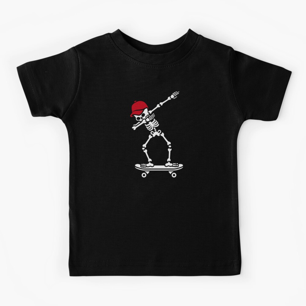 Dab dabbing skeleton skateboard skater Kids T-Shirt