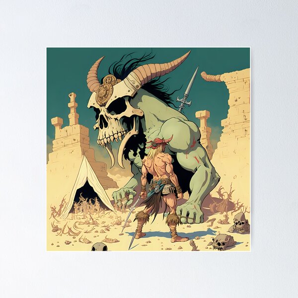 Item preview, AI Generated Art - Barbarian's last fight designed and sold by Intriagoartz.