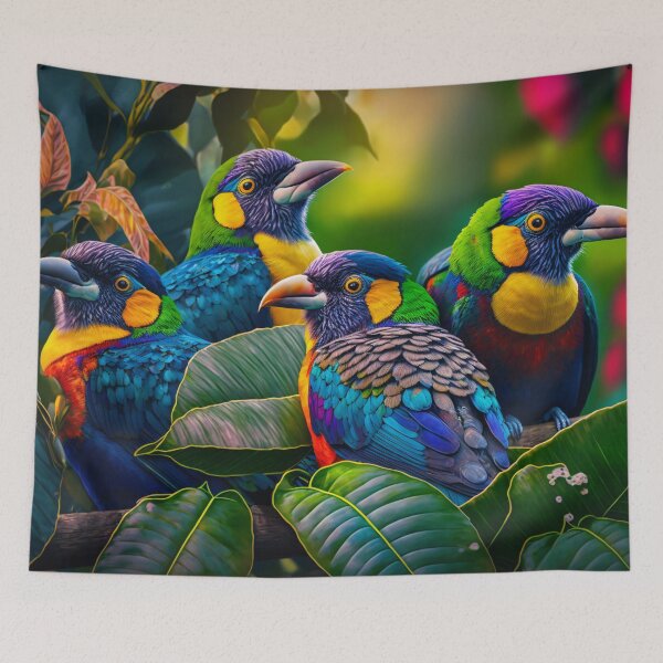 Item preview, Beautiful Tropical Birds In Jungle  designed and sold by FunWearVM.