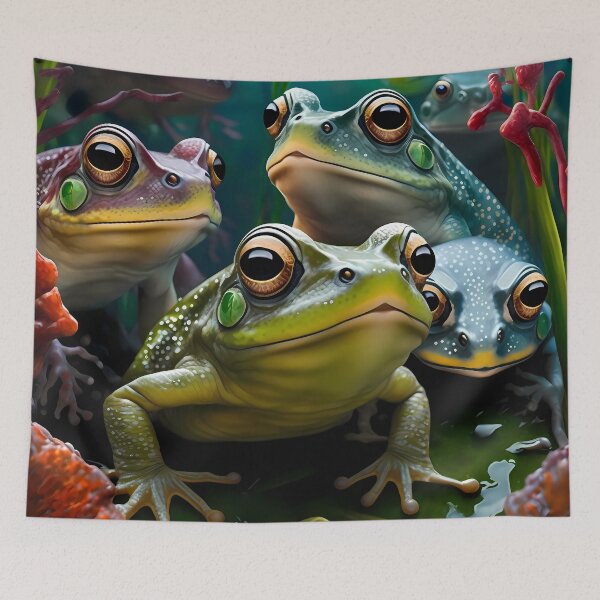 Item preview, Frog Portrait Cute Amphibians In The Forest Group Photo designed and sold by FunWearVM.