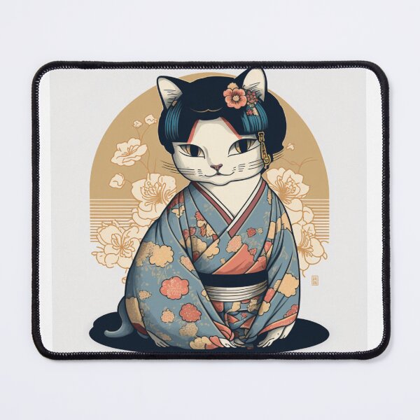 Item preview, Ukiyo-E kimono Gato japonés en kimono designed and sold by JCatDesign.