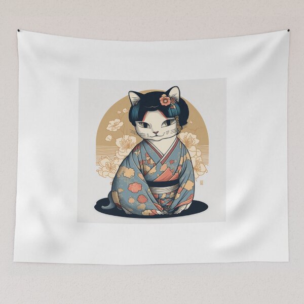 Item preview, Ukiyo-E kimono Japanese Cat In Kimono designed and sold by JCatDesign.