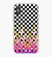 CHECKERED PURPLE&PINK FLAME iPhone Case