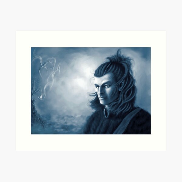 Wild Elf hunter, mono colour Art Print