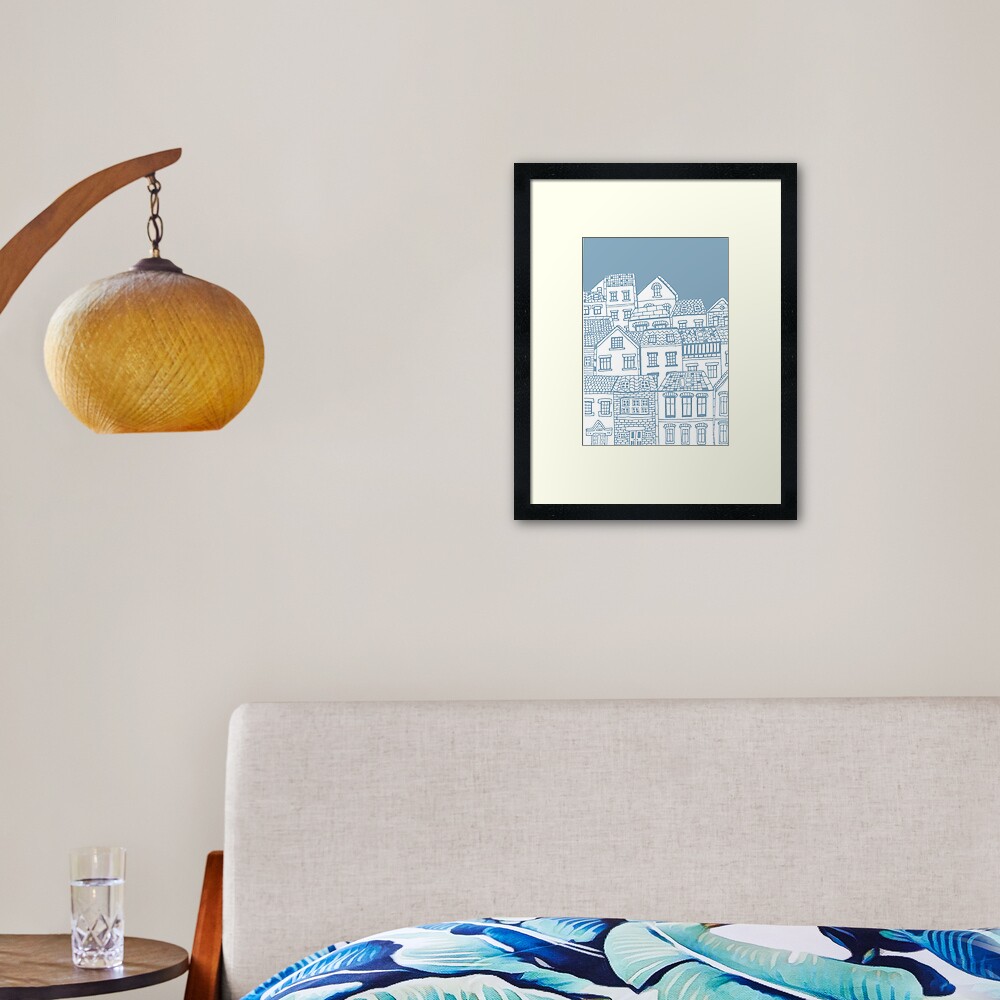 Old city - hand drawing Framed Art Print