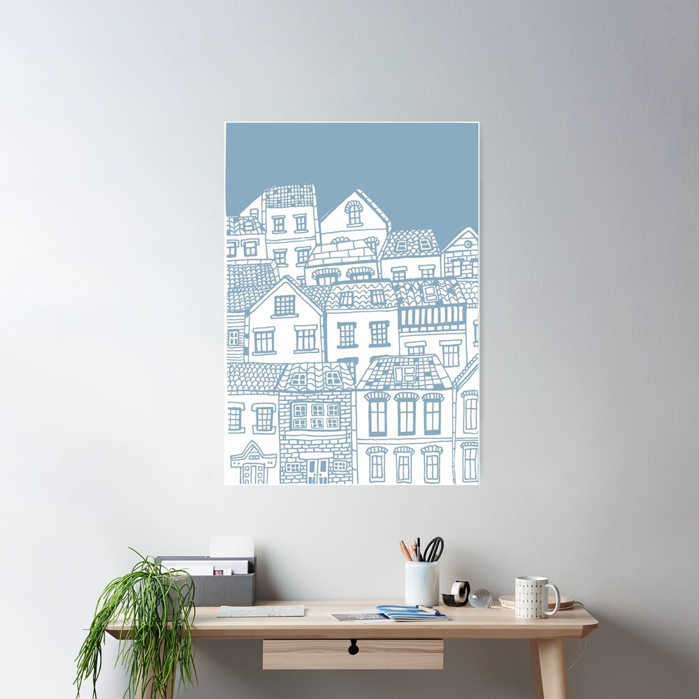 Old city - hand drawing Poster