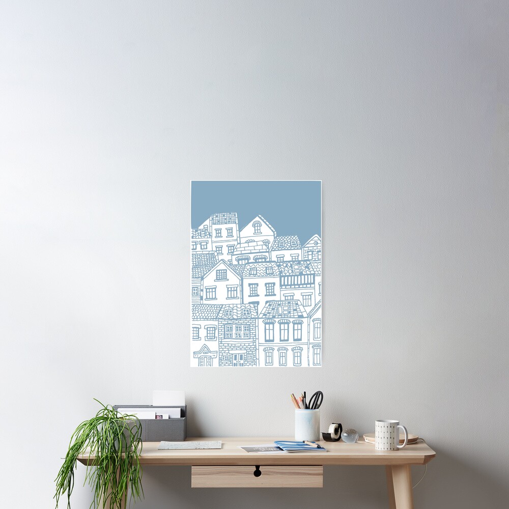 Old city - hand drawing Poster