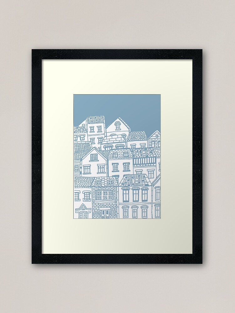 Alternate view of Old city - hand drawing Framed Art Print
