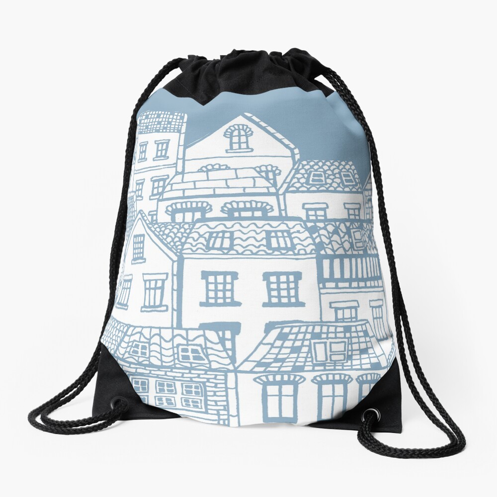 Old city - hand drawing Drawstring Bag