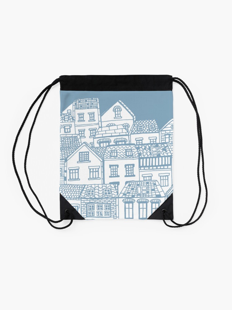 Alternate view of Old city - hand drawing Drawstring Bag
