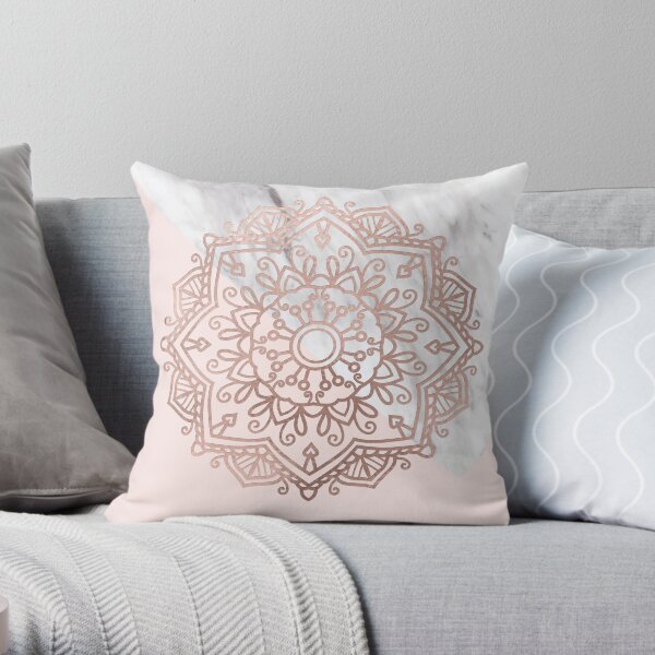 Vogue series - rose gold mandala Throw Pillow