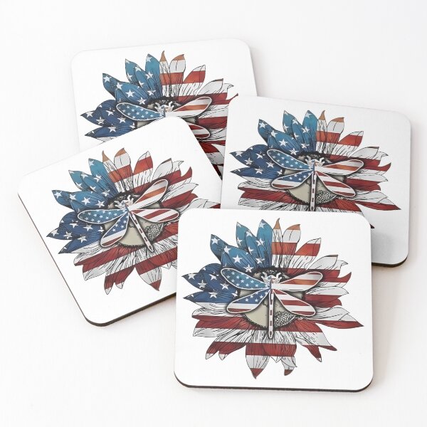 Item preview, Patriotic Sunflower Dragonfly  designed and sold by FortuneCookieTs.