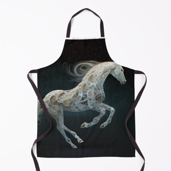 Item preview, White horses with ornate geometrical patterns designed and sold by simoniff.