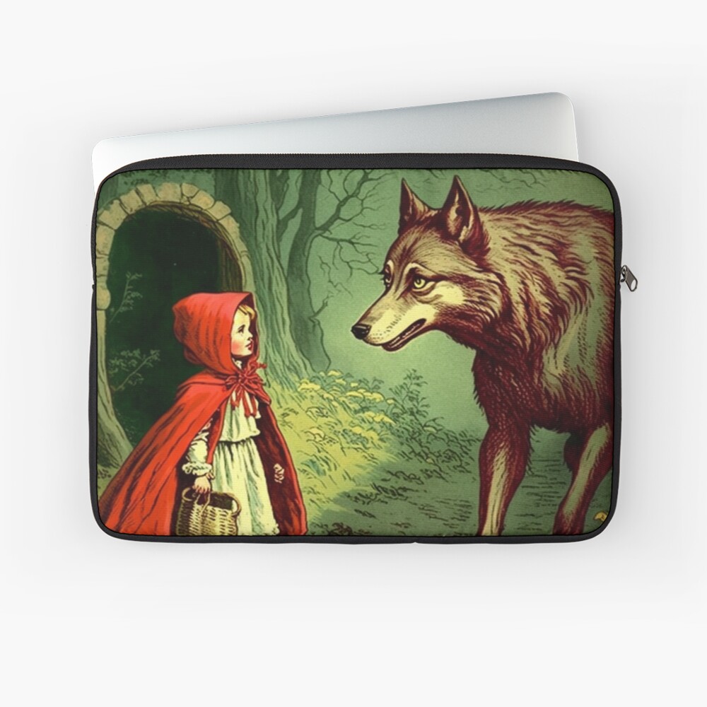 Vintage image of Little Red Riding Hood meeting the big bad wolf.