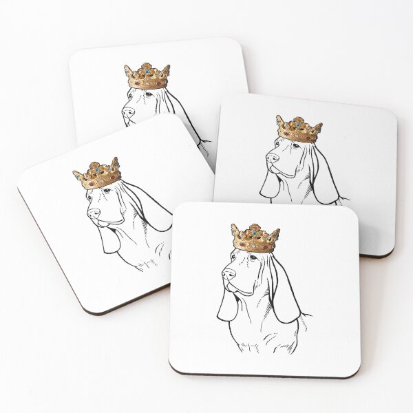 Item preview, Basset Hound Dog King Queen Wearing Crown designed and sold by NangXianmai.