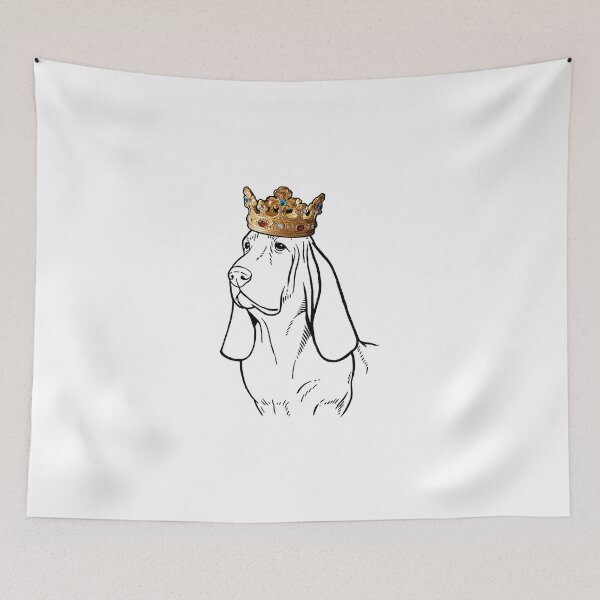 Item preview, Basset Hound Dog King Queen Wearing Crown designed and sold by NangXianmai.