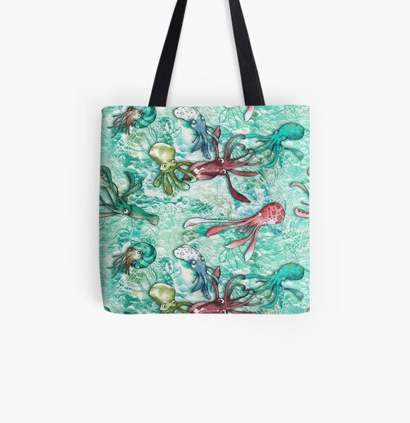 Cephalopods Allover-Print Tote Bag